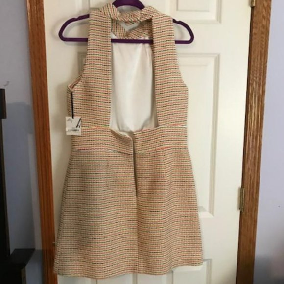 Milly of NY - Tweed Mock Neck Sleeveless Bright Citrus Colorful Mini/Midi Dress - Picture 5 of 15